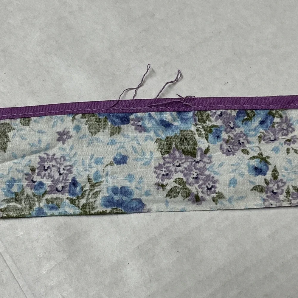 Vintage Silins Half Apron  Blue Purple Floral Embroidered Pocket 60s Housewife‎